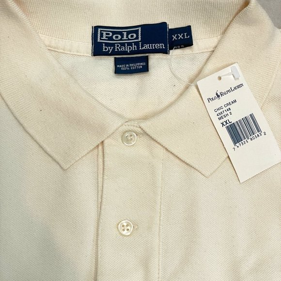 NWT POLO BY RALPH LAUREN SIZE XXL Cream Short Sleeve - Picture 1 of 5